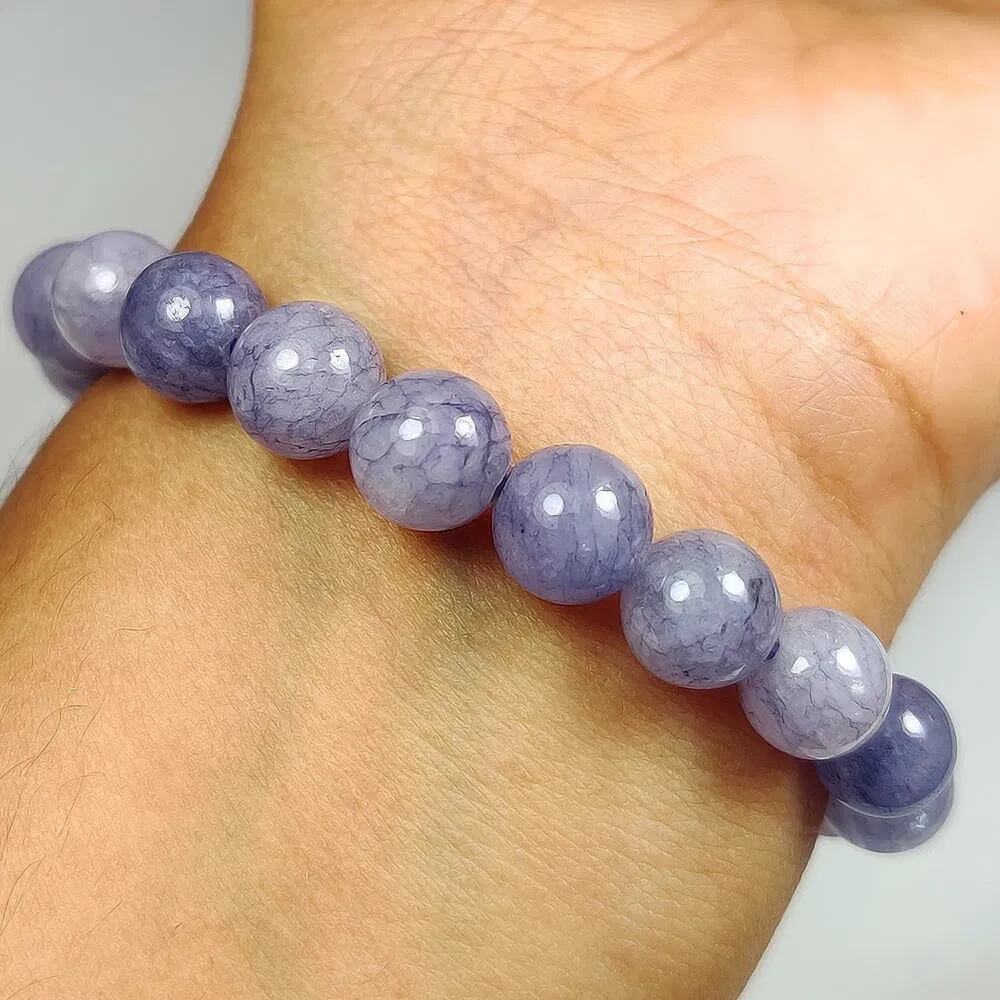 88.15 Ct Natural Lepidolite 8mm Round Bead Bracelet Brazil